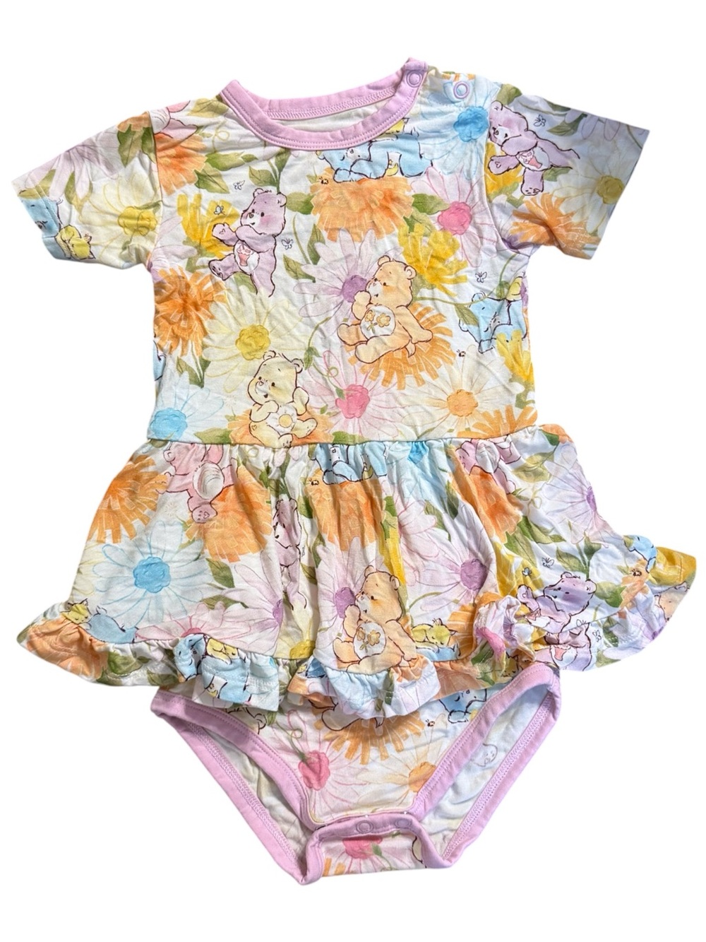 Care Bears x Birdie Bean Bamboo Twirl Bodysuit Dress 2T Floral